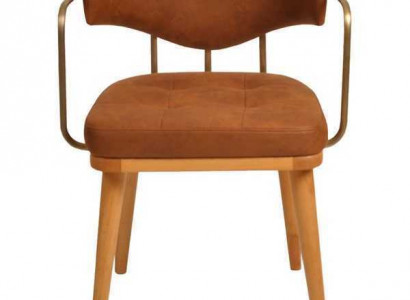 Luxus Esszimmer Oranger Moderner Holzstuhl Designer Einsitzer Lehnstuhl